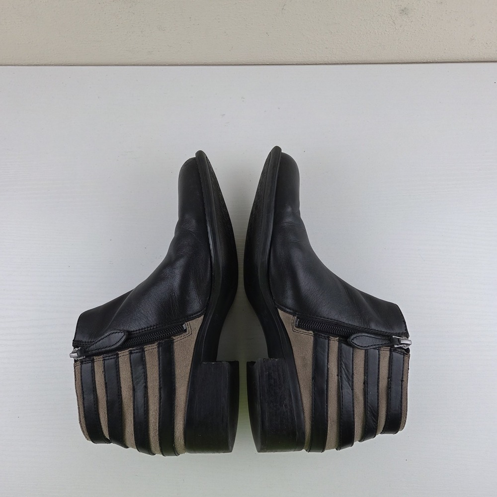 Franco Sarto Cyan Black Leather Ankle Zip Booties Block Heel Women's Size 9 M - Picture 7 of 11